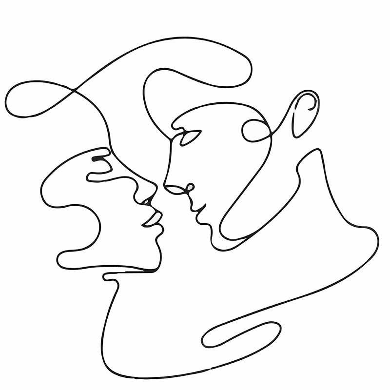 Πίνακας σε καμβά Line Art Man and Woman